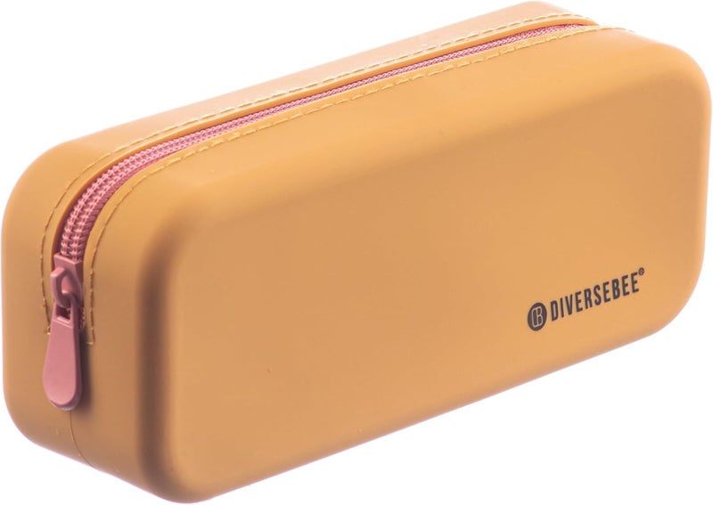 DIVERSEBEE Soft Silicone Pencil Case, Aesthetic Pencil Pouch with Zipper, Cute Pen Bag for School, Bible Journaling Supplies and Accessories, Pencil Organizer (Mango) - Image 1